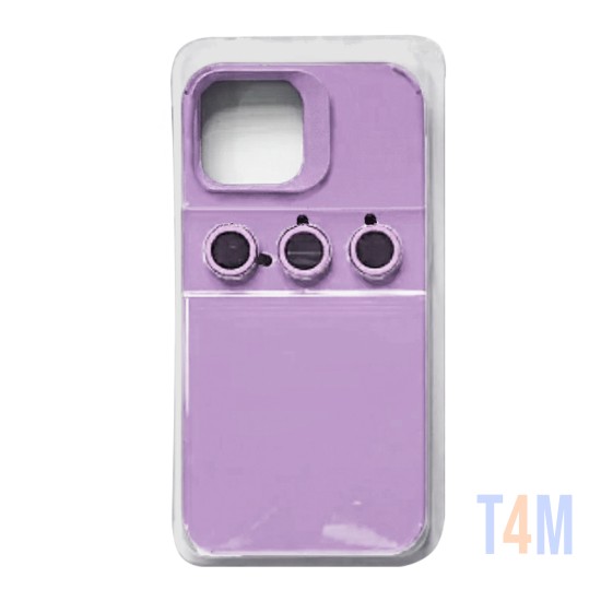 Silicone Case with Separate Camera Glass Set for Apple iPhone 15 Pro Purple